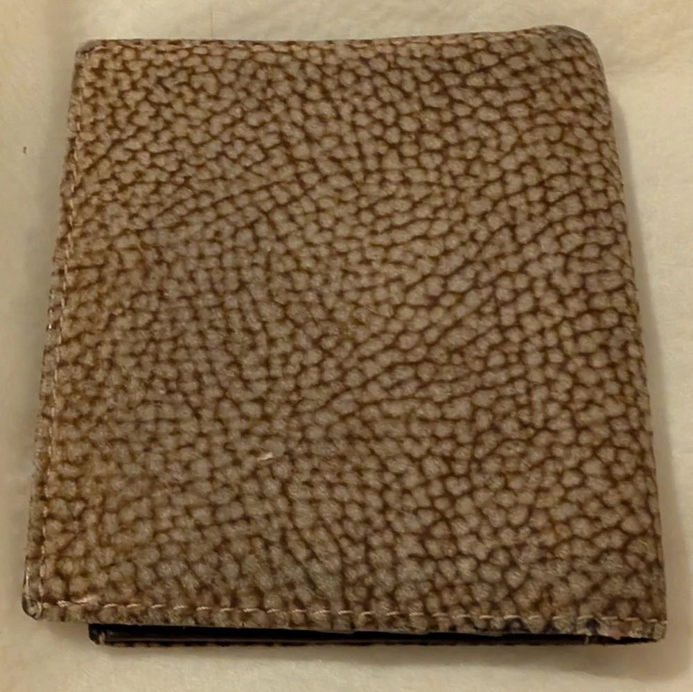 Borbonese Redwall Leather Folding Snap Wallet Vintage Brown VGUC